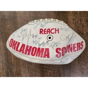 1985 Oklahoma Sooners Autographed Football - Switzer, Tillman, Bosworth